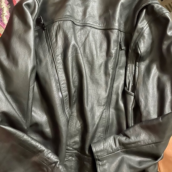 Black leather jacket Trench Coats